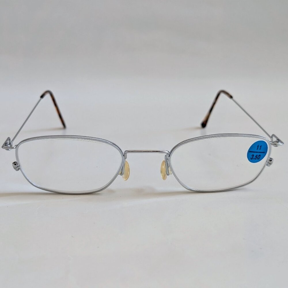 NWT Tru Vintage 90's High Tech Rectangle Metal Reading Glasses (S. Silver)